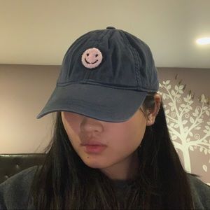 navy blue smiley face baseball cap dad hat